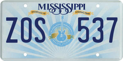 MS license plate ZOS537