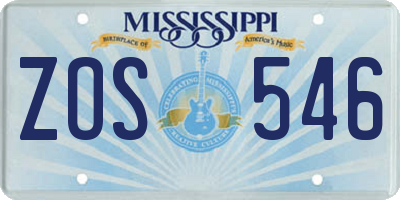 MS license plate ZOS546