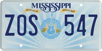 MS license plate ZOS547