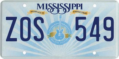 MS license plate ZOS549