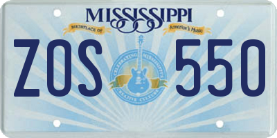 MS license plate ZOS550