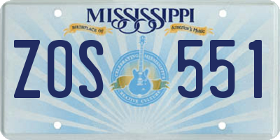 MS license plate ZOS551
