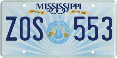 MS license plate ZOS553
