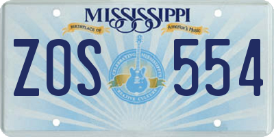 MS license plate ZOS554
