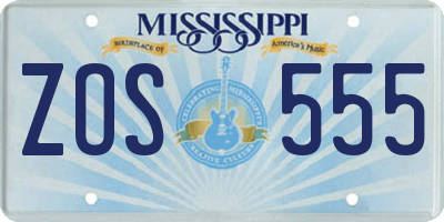 MS license plate ZOS555