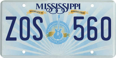 MS license plate ZOS560