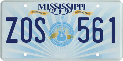 MS license plate ZOS561