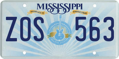 MS license plate ZOS563