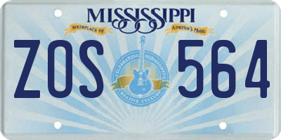 MS license plate ZOS564
