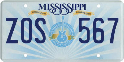 MS license plate ZOS567
