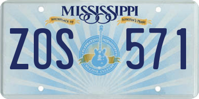 MS license plate ZOS571