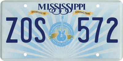 MS license plate ZOS572