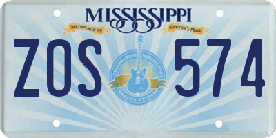 MS license plate ZOS574