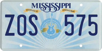 MS license plate ZOS575
