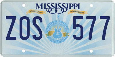 MS license plate ZOS577
