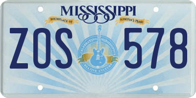 MS license plate ZOS578