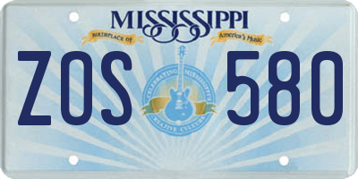 MS license plate ZOS580