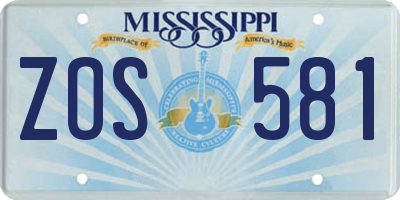 MS license plate ZOS581