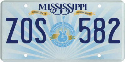 MS license plate ZOS582