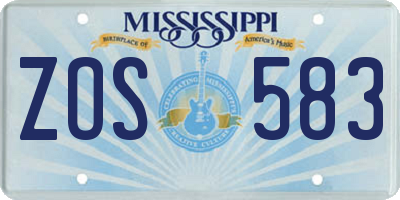 MS license plate ZOS583