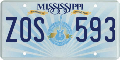 MS license plate ZOS593