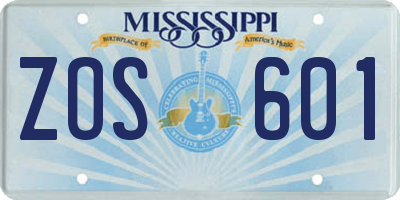 MS license plate ZOS601