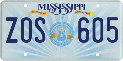 MS license plate ZOS605