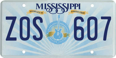 MS license plate ZOS607