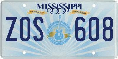 MS license plate ZOS608