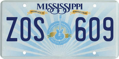 MS license plate ZOS609