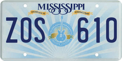 MS license plate ZOS610
