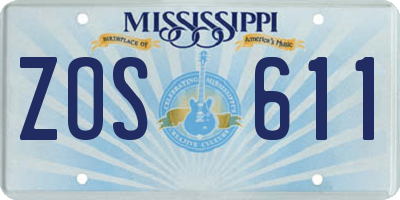 MS license plate ZOS611