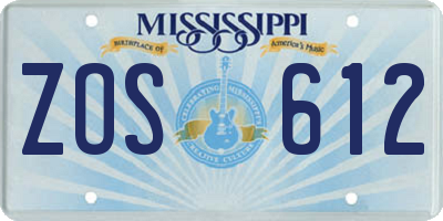 MS license plate ZOS612
