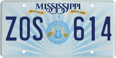MS license plate ZOS614