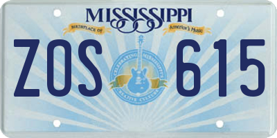 MS license plate ZOS615