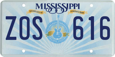 MS license plate ZOS616