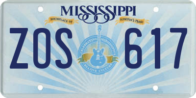 MS license plate ZOS617