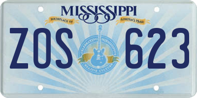 MS license plate ZOS623