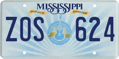 MS license plate ZOS624