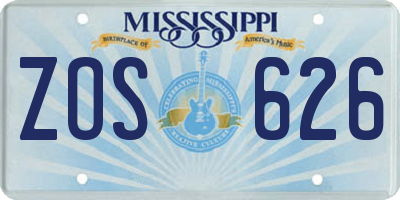 MS license plate ZOS626