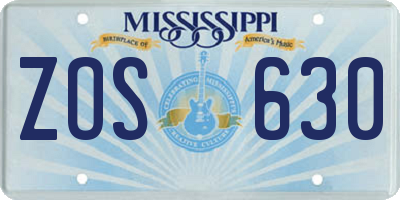 MS license plate ZOS630