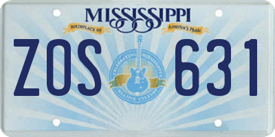 MS license plate ZOS631