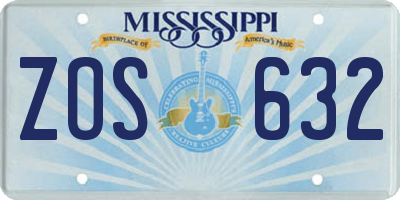 MS license plate ZOS632