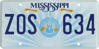 MS license plate ZOS634