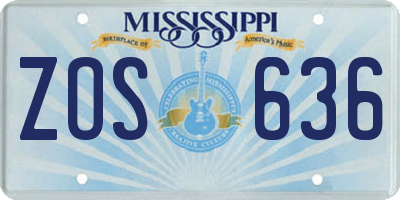 MS license plate ZOS636