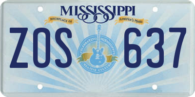 MS license plate ZOS637