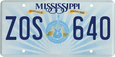 MS license plate ZOS640