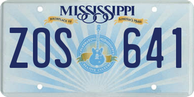 MS license plate ZOS641