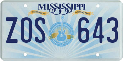 MS license plate ZOS643