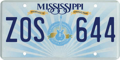 MS license plate ZOS644